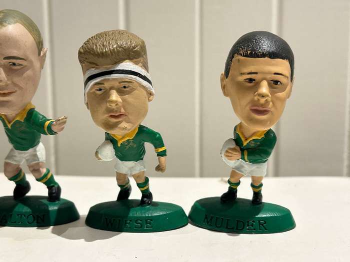1995 South Africa Springboks RUGBY SHELL HEADLINERS Figure lot of 4 WIESE SMALL MULDER DALTON