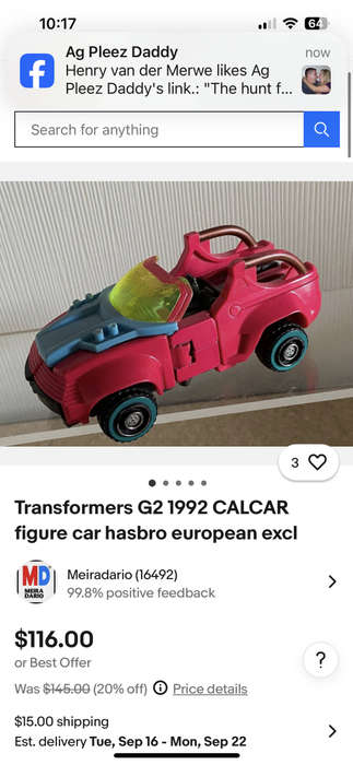 Original TRANSFORMERS G2 Generation 2 rare European Exclusive CALCO from 1992 by Hasbro Toys