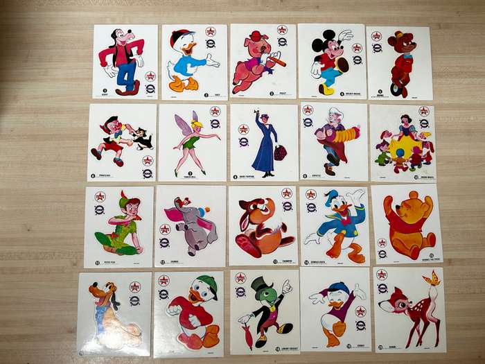 Texaco Caltex Oil DISNEY complete lot of 20 STICKERS Early 1970s South Africa exclusive