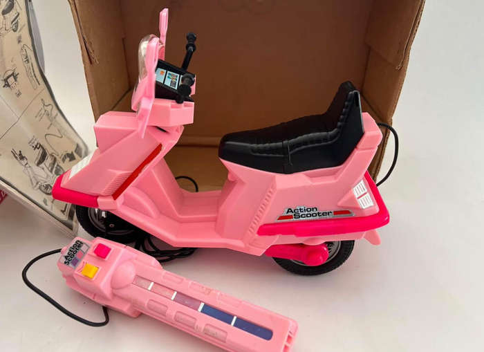 Vintage 1980s Barbie Doll style REMOTE CONTROL ACTION SCOOTER mint in box