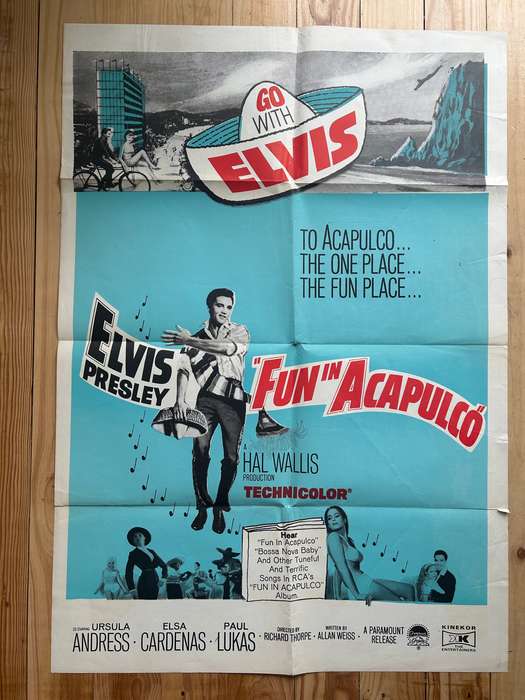 100% Original 1960s Elvis Presley FUN IN ACAPULCO Movie Poster - South African print