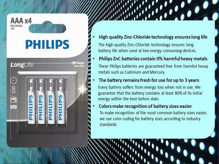 PHILIPS AAA Longlife Battery X 2 Pack
