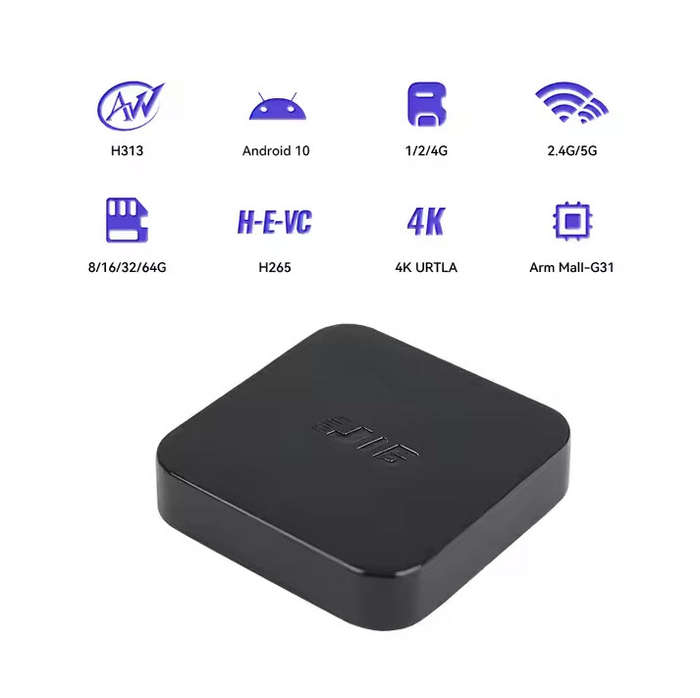Latest Gen Android 10 OS 4K U16 Mini Tv Box  2GB Ram with 8GB Rom Quad Core Cpu 5G WiFi, BT5.2