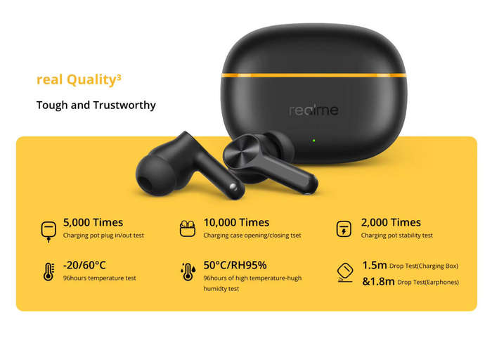Realme Buds Storm Grey BT in Ear Earbuds,4 Mic, AI ENC 4 Calls,48 Hours Playback with  Fast Charging