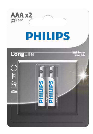 PHILIPS AAA Longlife Battery X 2 Pack