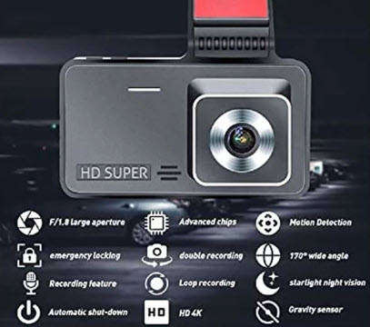 Dual Lens Vehicle BlackBox DVR  4K High-Definition Dash Cam