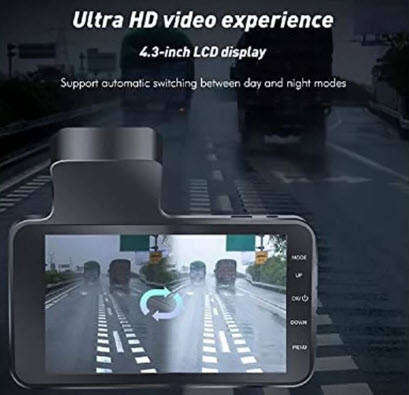 Dual Lens Vehicle BlackBox DVR  4K High-Definition Dash Cam