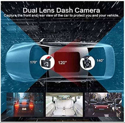 Dual Lens Vehicle BlackBox DVR  4K High-Definition Dash Cam
