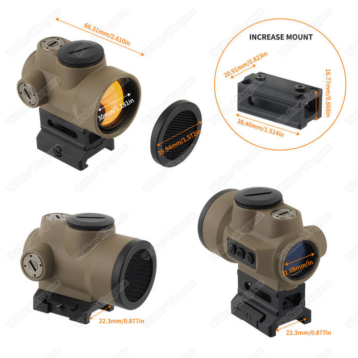 Focuhunter 2MOA 1X30 MRO Red Dot Sight with Picatinny Mount 0174