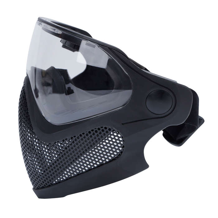 Pilot Full Face Mask with Goggle ,Metal Mesh Mask - Black