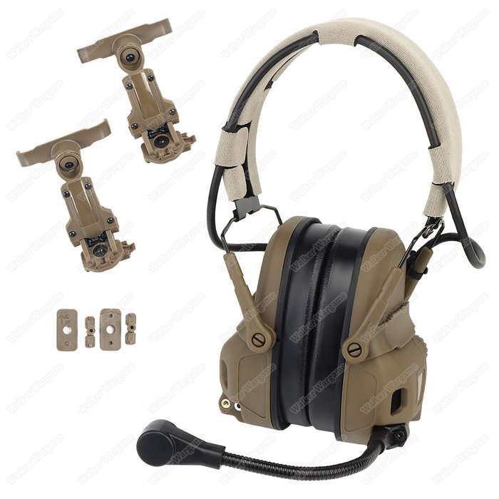 WST GEN 6 tactical headsetSound pickup and noise reduction with Multi Mount Tan
