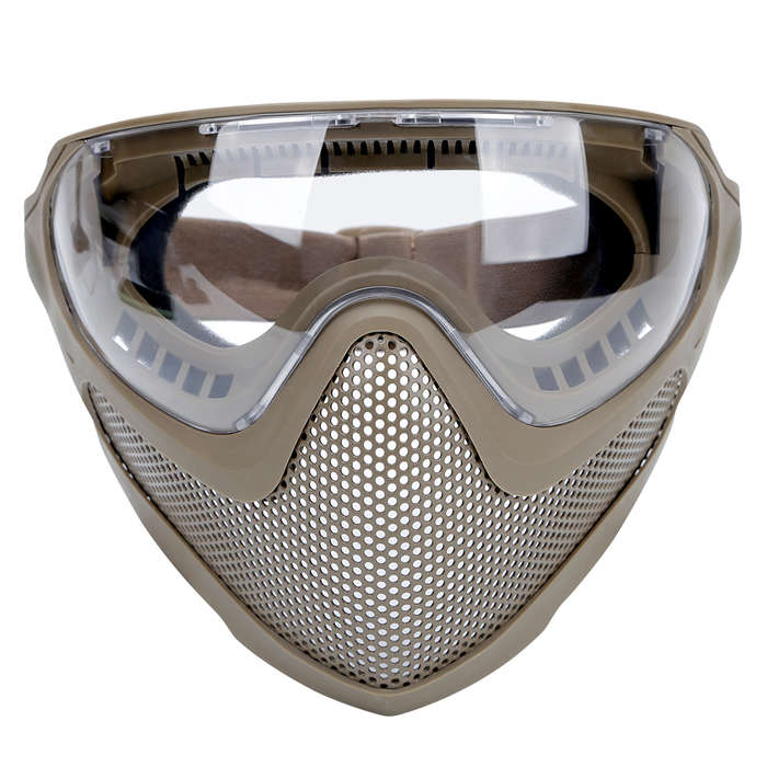 Pilot Full Face Mask with Goggle ,Metal Mesh Mask - Tan