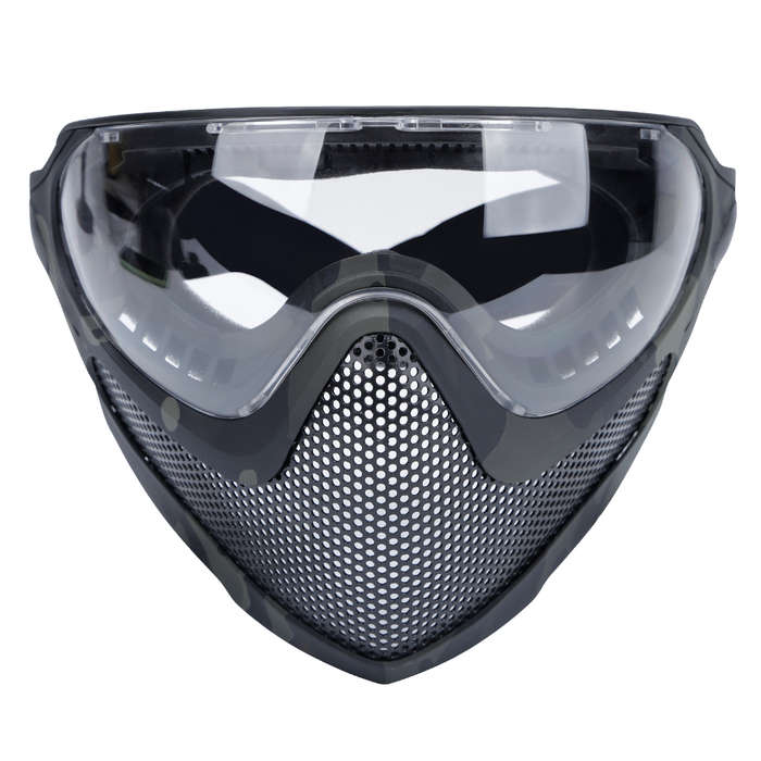Pilot Full Face Mask with Goggle ,Metal Mesh Mask - Multicam Black