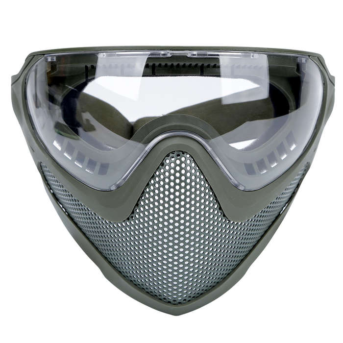 Pilot Full Face Mask with Goggle ,Metal Mesh Mask - OD Green