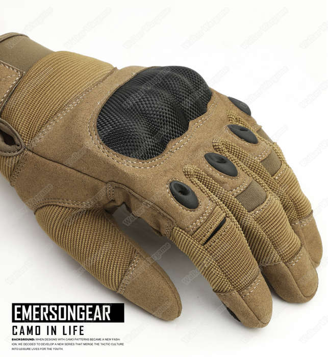 Emerson Assult Tactical Full Finger Hard Knuckle Gloves - OD Green M