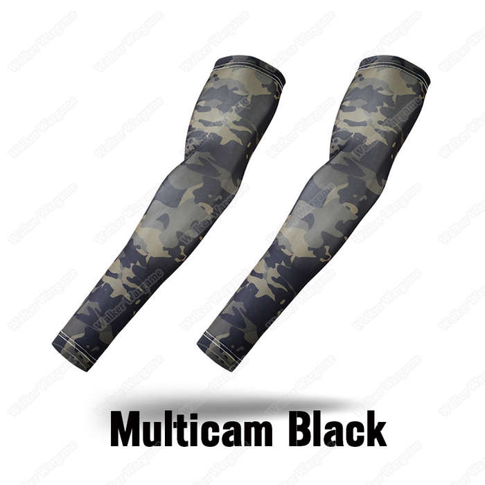 Camouflage Arm Sleeves UV Sport Quick Dry Sleeves - Multicam Black