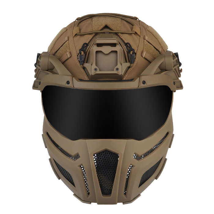 Tan WST FPL FAST Helmet Fully Protected Version Light Weight Mask + Goggle 5 in 1 set