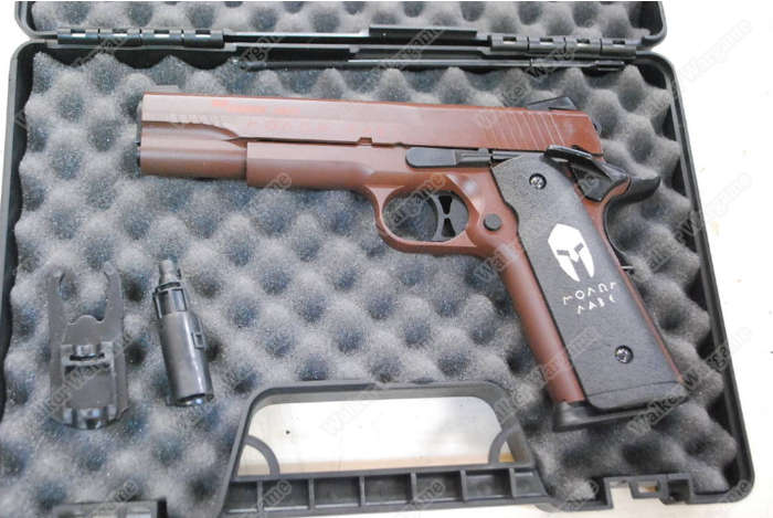 Double Bell 785S 1911 Moaon AAbe spartan Gas Blowback Airsoft Pistol - CRIMSON BROWN