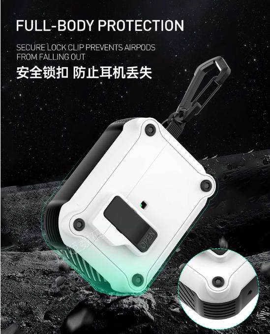 Airpods Pro Case Cover with Lock, Carbon Fiber Texture Hard Shell