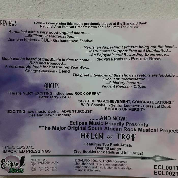 Helen Of Troy: The Rock Opera (South African Rock Musical Project) (2CD) (1993)