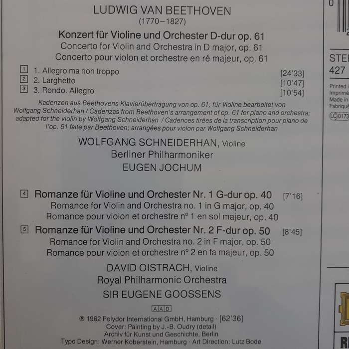 Ludwig Van Beethoven - Wolfgang Schneiderhan, David Oistrach - Violinkonzert/Romanzen Nr. 1 & 2