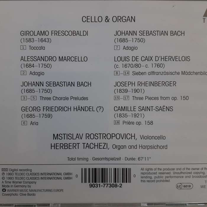 Rostropovich / Tachezi - Cello & Organ (1993)     [D]
