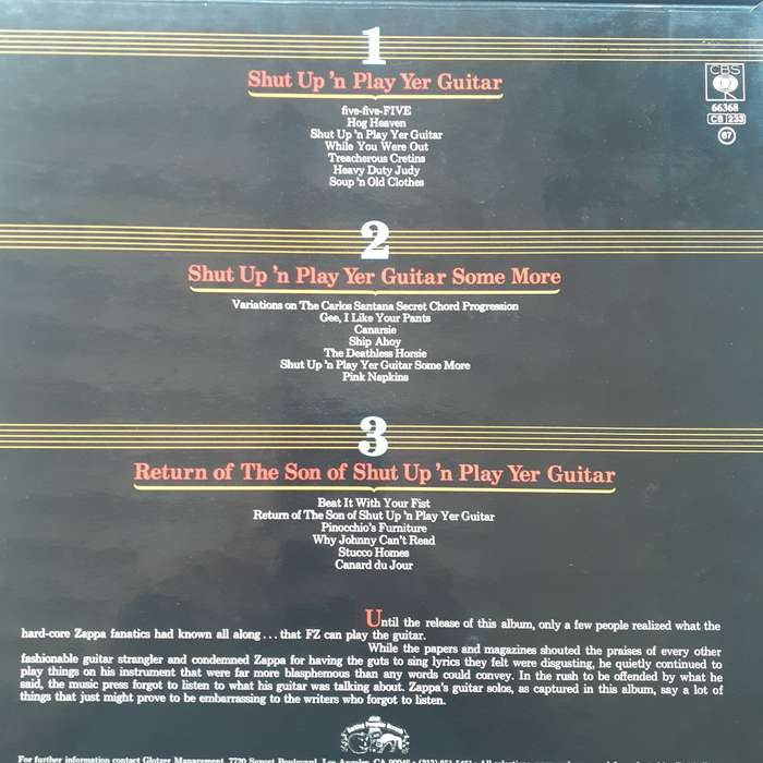 VINYL - Frank Zappa - Shut Up 'N Play Yer Guitar [3 LP Box] (1981)    Dutch Press