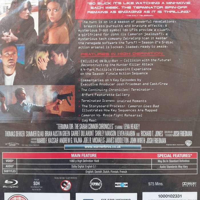 Terminator: The Sarah Connor Chronicles: The Complete Second  [5 Disc Blu-ray Set]   *NEW, sealed