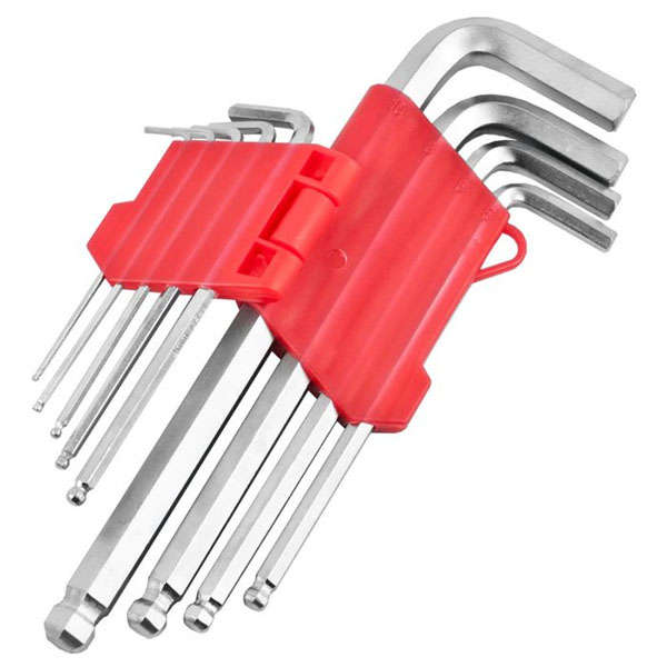 9-Piece Hex Key Set for DIY and Mechanical Work - Durable, Precision-Cut Ends, L-Shaped Design
