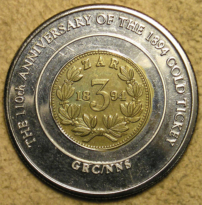 Paul Kruger 100th Anniversary of Death / 1894 Gold Tickey 110th Anniversary Medal