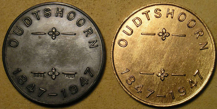 Oudtshoorn Centenary 1847-1947 Boxed Silver and Bronze Commemorative Medals