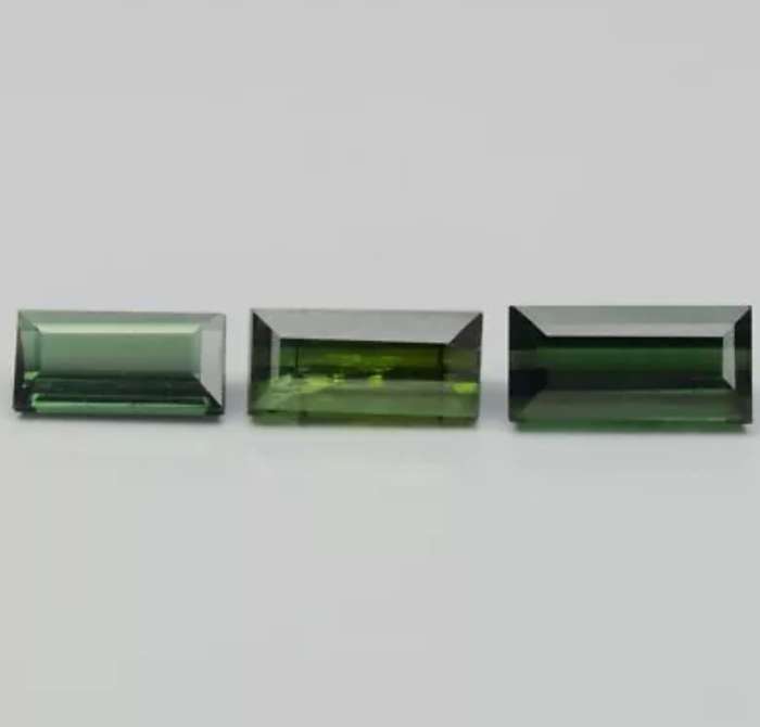 3 Piece Lot 2.46ct t.w Baguette Cut Natural Unheated Green Tourmaline