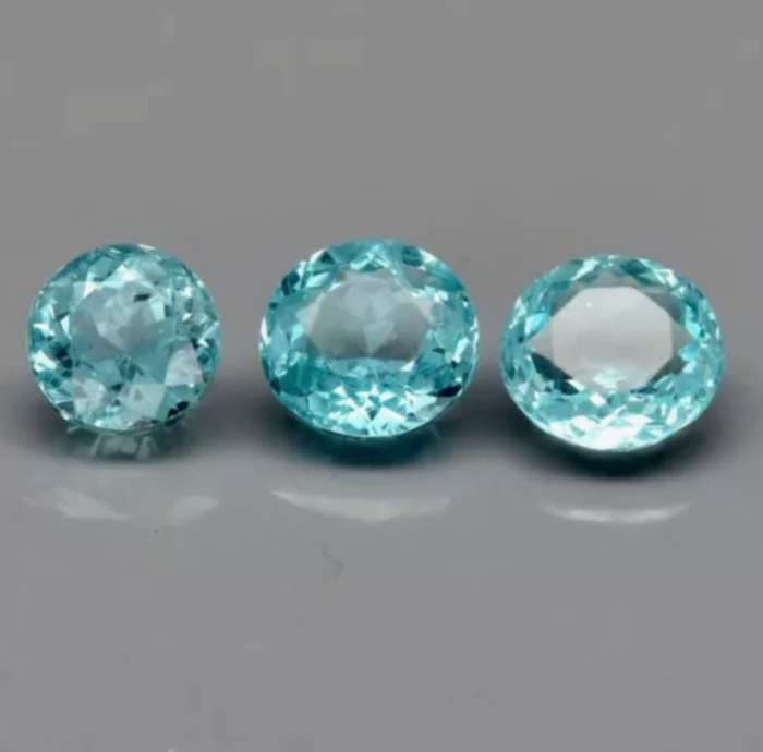 3 piece Lot Natural Apatite Round Cut