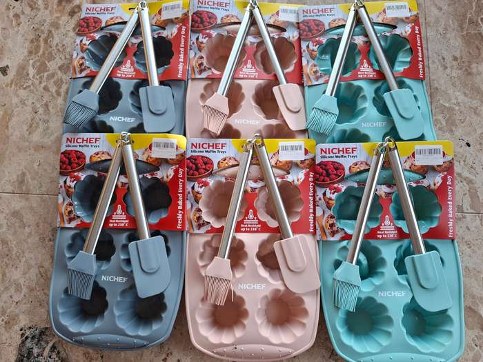 NiChef Silicone Muffin Trays with Spatula and Brush for 36 Cups