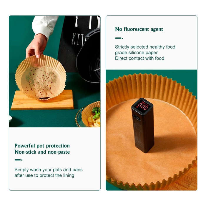 100 x Brown - Non-Stick Air Fryer Parchement Papers