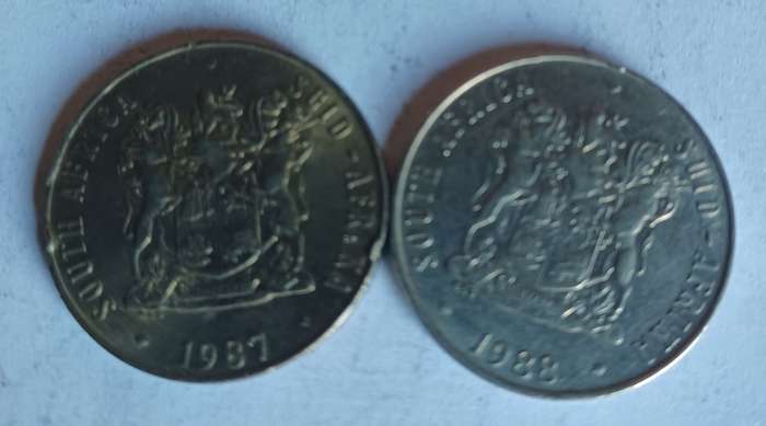 Old RSA 50 Cent Coins (1987, 1988)