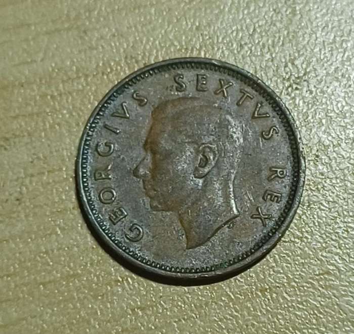 1952 ~ 1/4D ~ 1/4 Penny ~ Farthing ~ South Africa