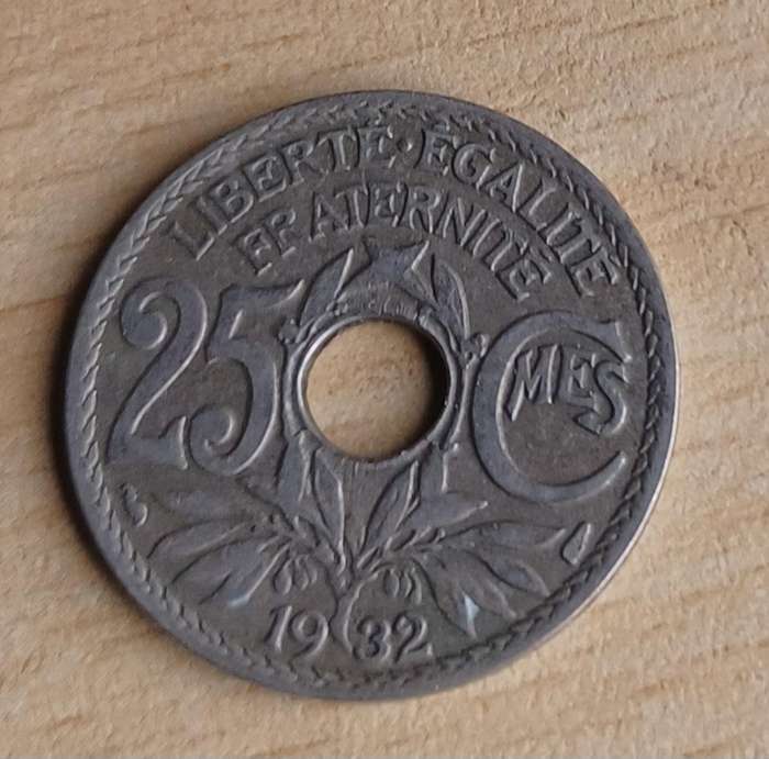 1932 25 Centimes Lidauer Coin France