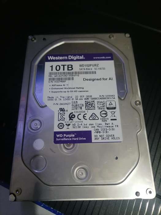 WD 10TB 3.5" SATA3 6.0Gbps Surveillance HDD - Purple
