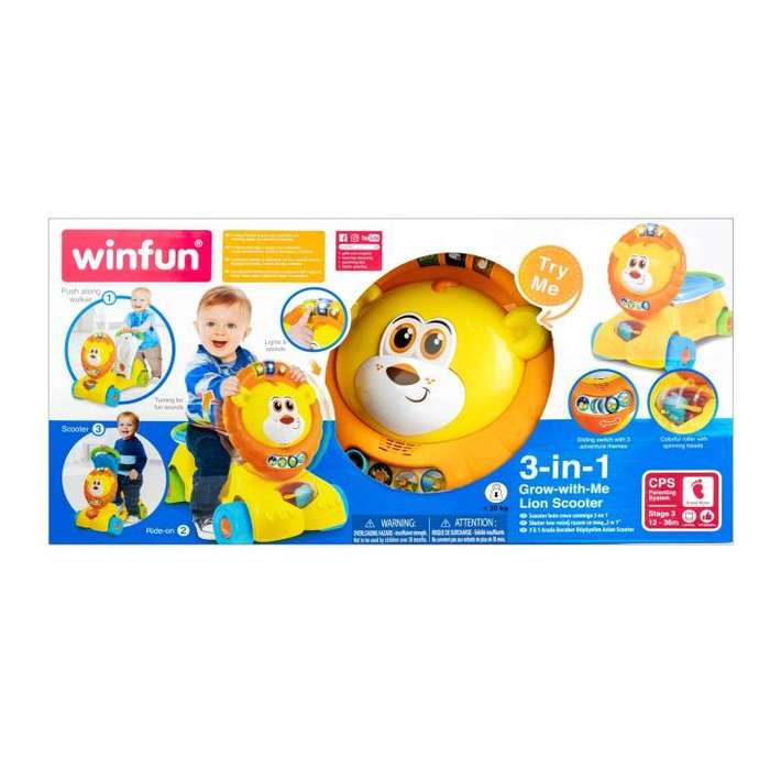 Winfun 3 in 1 Grow With Me Lion Scooter Push along walker