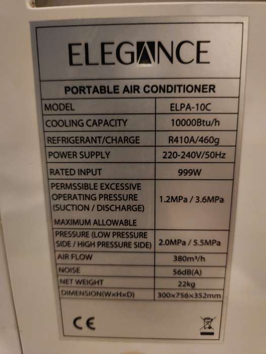 Elegance 10000btu Portable Airconditioner Model Elpa-10c