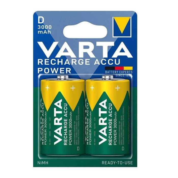 Varta Rechargeable Size D 3000mAh Batteries 2 Pack
