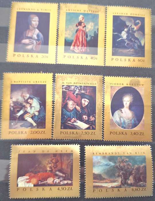 Poland 1967 Paintings Set of 8 Mint stamps (marks on front)