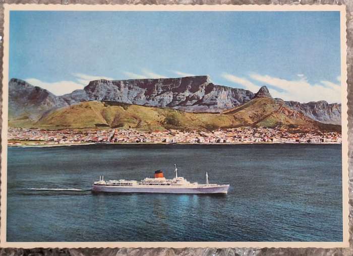 Post Card Pendennis Castle with Cape Town background with Jamestown St Helena 74 Cancellation