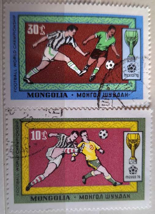 Mongolia 1970 Soccer FOOTBALL World Cup 2 Used Hinged stamps from Set of 7