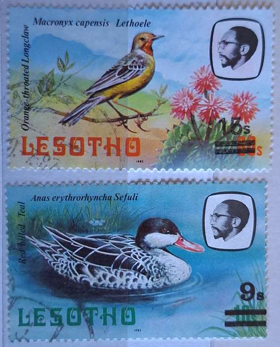 Lesotho 1981 Birds with Value Surcharge 2 Used stamps