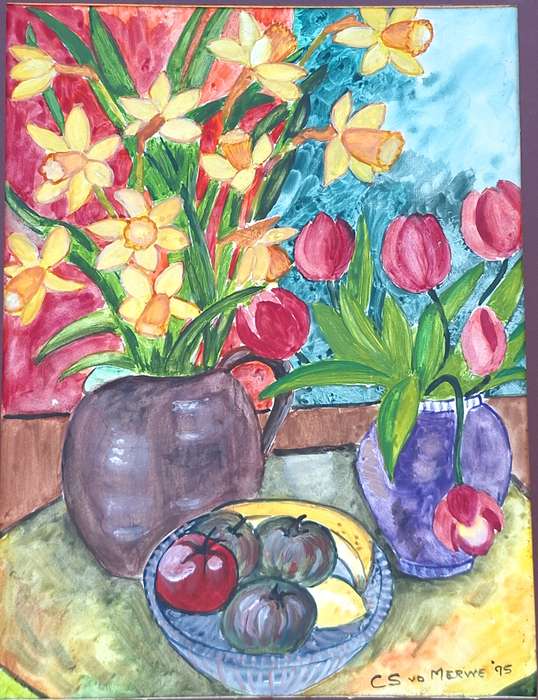 Unframed Still Life Painting by C S vd Merwe