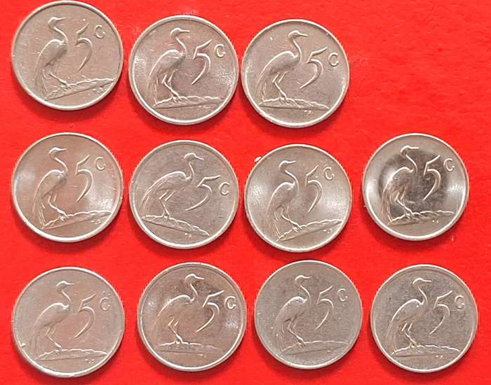 South Africa 1976-87 5c Mixed Lot 11 Nickel