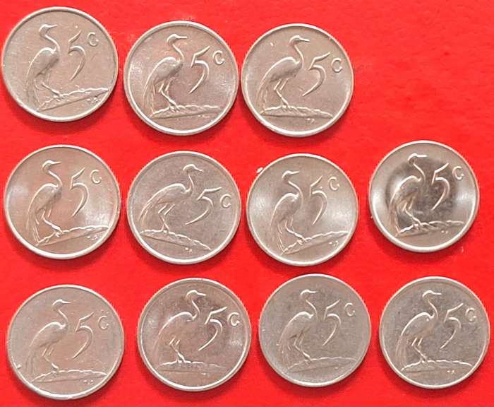 South Africa 1976-87 5c Mixed Lot 11 Nickel