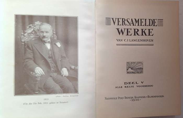Versamelde Werke van C J Langenhoven Deel V Hardeband 1936
